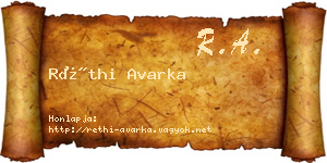 Réthi Avarka névjegykártya